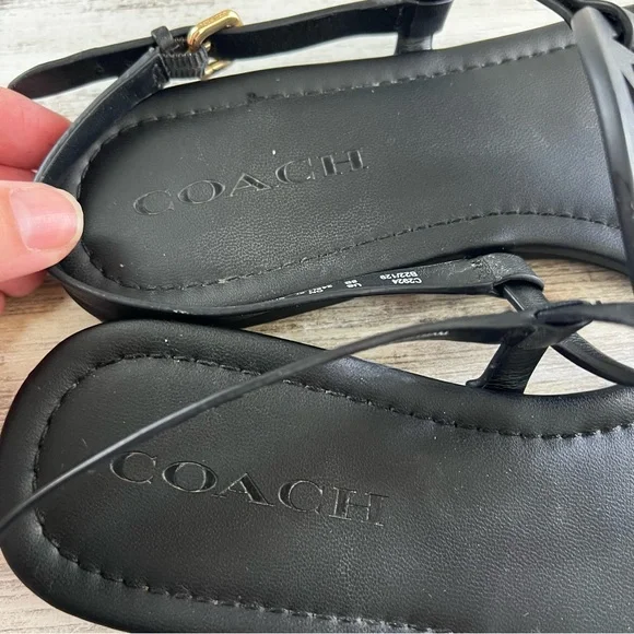 Coach Jaci Logo Leather Sandals - Picture 9 of 13